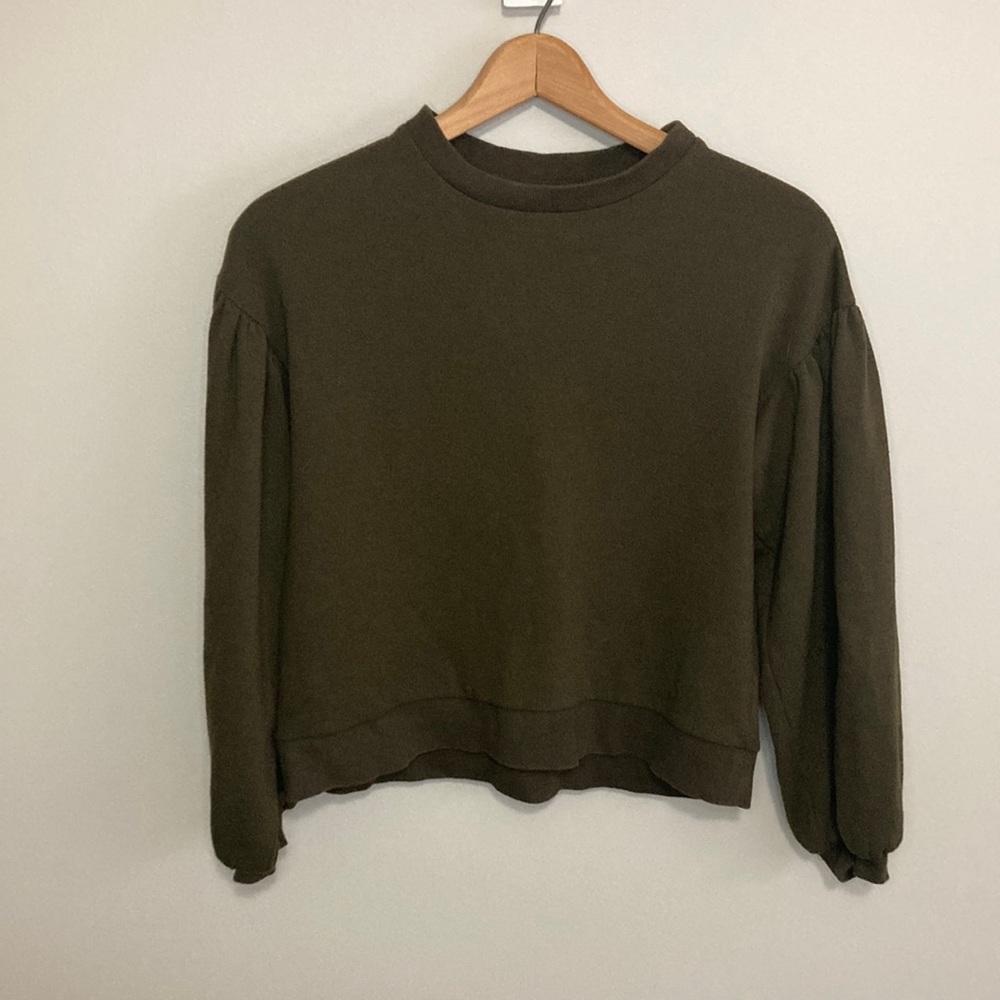 Paper Crane long sleeve brown sweatshirt top, size extra small women’s fall